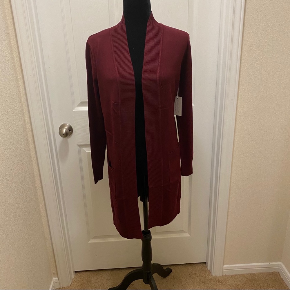 Burgundy / Deep Red Open Cardigan Sweater